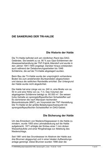 DIE SANIERUNG DER TRI-HALDE Die Historie der Halde Die ...