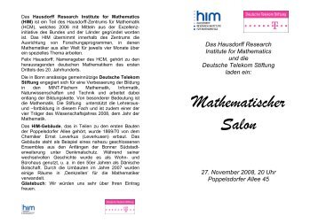 Mathematischer Salon - HIM - UniversitÃ¤t Bonn