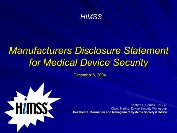 Manufacturers Disclosure Statement for Medical Device ... - himss