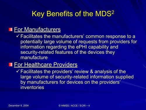Manufacturers Disclosure Statement for Medical Device ... - himss