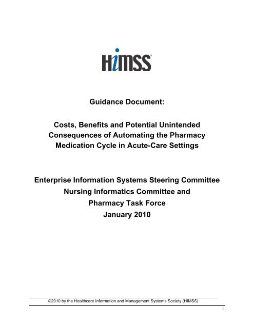Pharmacy Guidance Document Himss