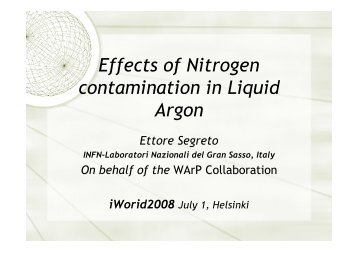 Effects of Nitrogen contamination in Liquid Argon - Helsinki Institute ...