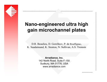 Nano-engineered ultra high gain microchannel plates - Arradiance