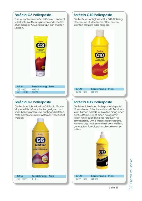 Katalog - GG Premium-Lacke