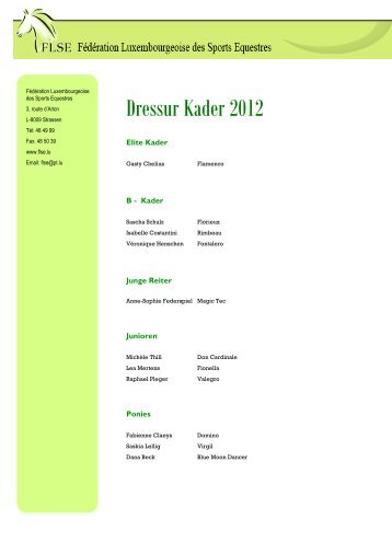 Dressur Kader 2012 - HIPPOline