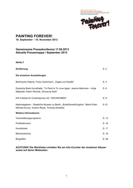 Pressemappe Painting Forever! (PDF 6,5 MB) - Berlinische Galerie