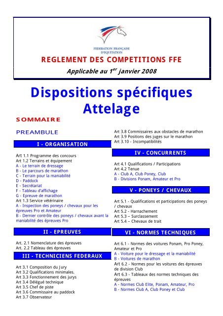 Dispositions spÃ©cifiques Attelage - HippoPlus