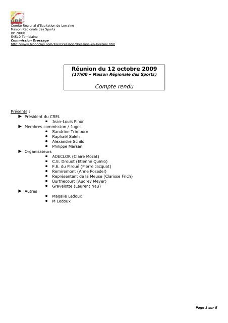 RÃ©union du 12-10-2009 Compte rendu.pdf - HippoPlus