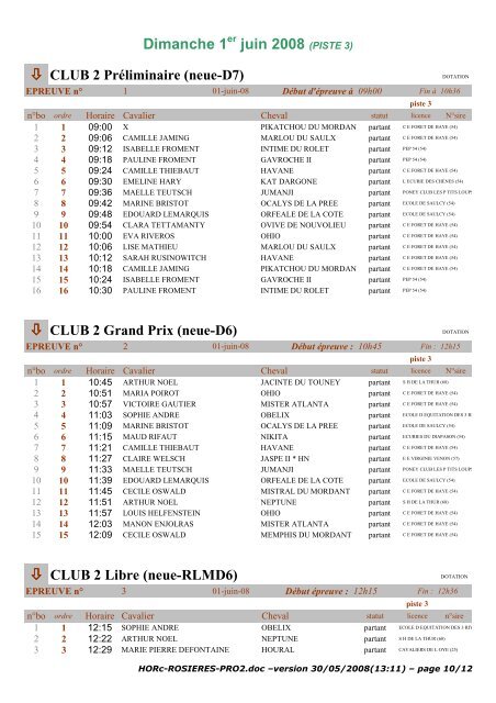 Horaire Cavalier