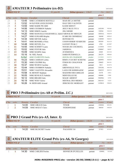 Horaire Cavalier