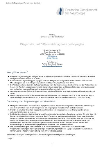 Diagnostik und Differenzialdiagnose bei Myalgien - AWMF