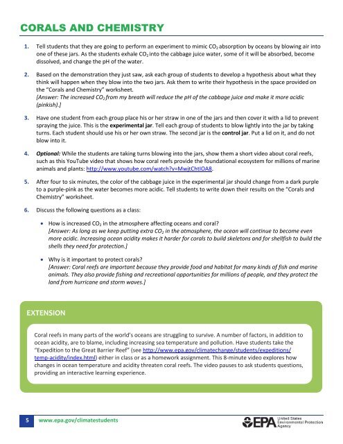 Corals and Chemistry - Climate Change Lesson Plan