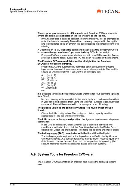 Software Manual Freedom EVOware Standard 2.3 Freedom ...