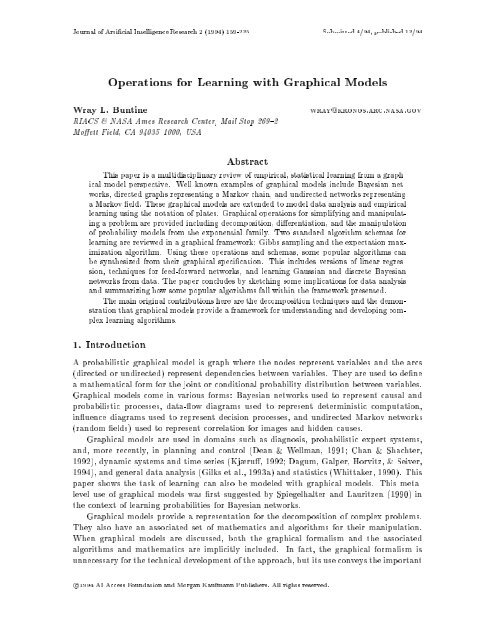 Operations For Learning With Graphical Models School Of Computer