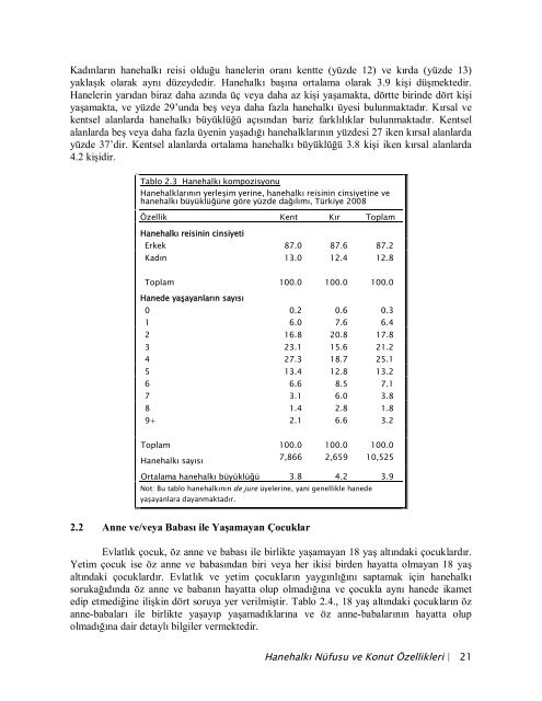 TÃ¼rkiye NÃ¼fus ve SaÄlÄ±k AraÅtÄ±rmasÄ±, 2008 - Hacettepe Ãniversitesi ...