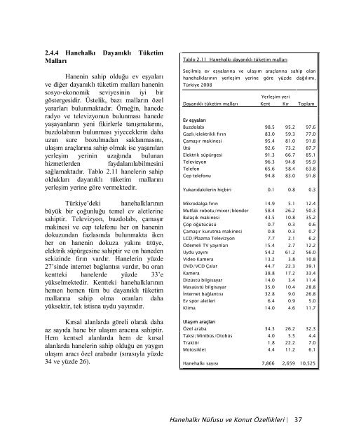 TÃ¼rkiye NÃ¼fus ve SaÄlÄ±k AraÅtÄ±rmasÄ±, 2008 - Hacettepe Ãniversitesi ...