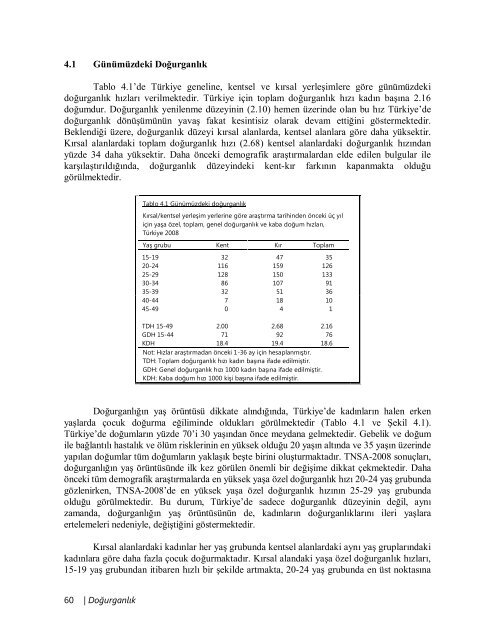 TÃ¼rkiye NÃ¼fus ve SaÄlÄ±k AraÅtÄ±rmasÄ±, 2008 - Hacettepe Ãniversitesi ...