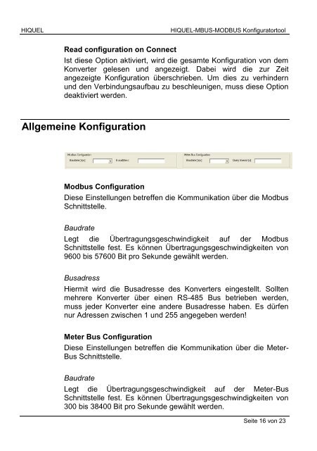 HIQUEL-MBUS- Konfigurator Software-Benutzerhandbuch