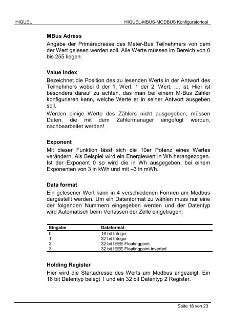 HIQUEL-MBUS- Konfigurator Software-Benutzerhandbuch
