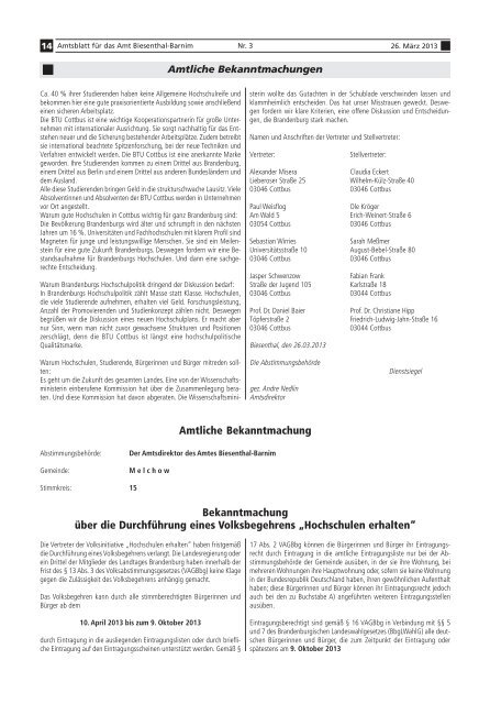 Amtsblatt für das Amt Biesenthal-Barnim