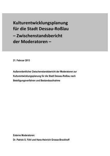 Kulturentwicklungsplanung für die Stadt Dessau-‐Roßlau ...