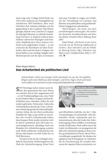 Das Arbeiterlied als politisches Lied - Neue Gesellschaft Frankfurter ...