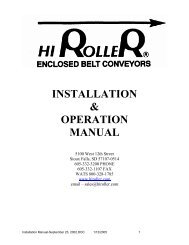 installation & operation manual - Hi Roller Enclosed Belt Conveyors