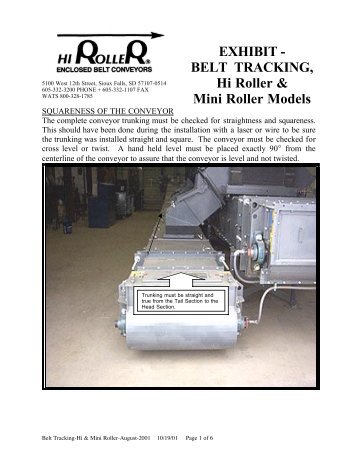 Belt Tracking - Hi Roller Enclosed Belt Conveyors
