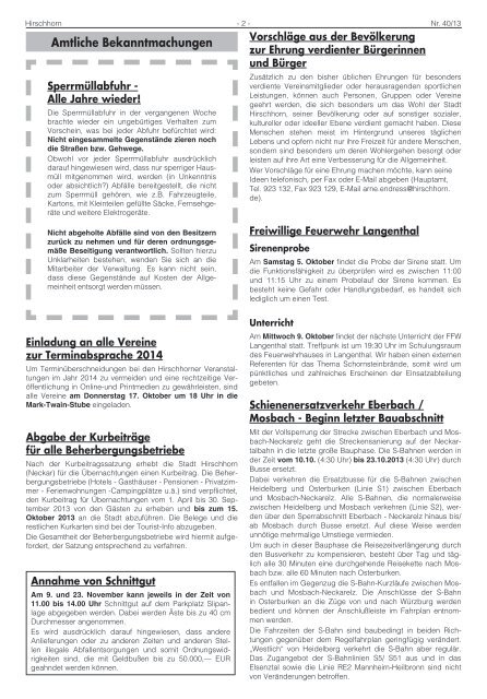 Ausgabe Nr. 40 vom 4. Oktober 2013 - Hirschhorn