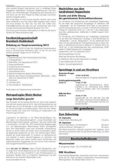 Ausgabe Nr. 38 vom 20. September 2013 - Hirschhorn