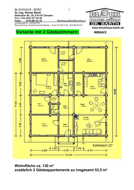 Bungalow 115V1 - Blockhaus Barth