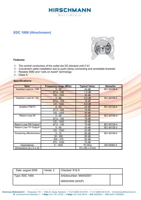 EDC 1000 (Hirschmann) - Hirschmann Multimedia