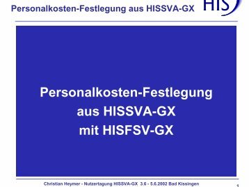 Personalkosten-Festlegung aus HISSVA-GX mit HISFSV-GX