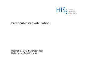 Personalkostenkalkulation - Hochschul-Informations-System GmbH