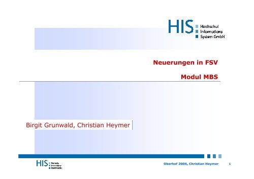 Neuerungen in FSV Modul MBS