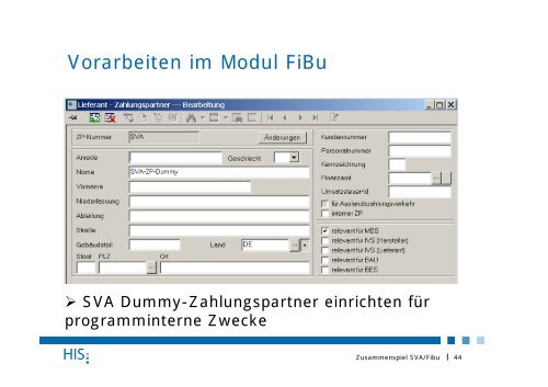 Zusammenspiel SVA/Fibu - Hochschul-Informations-System GmbH