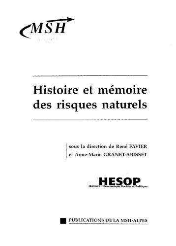 Histoire et mémoire des risques naturels - HiSoMA