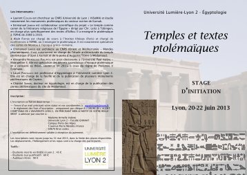 Temples et textes ptolémaïques - HiSoMA