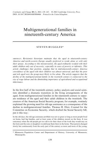 Multigenerational families in nineteenth-century America