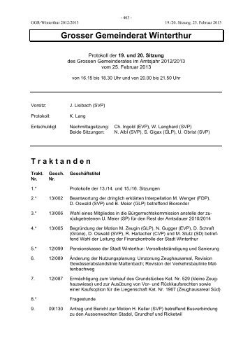 GGR-Protokoll vom 25. Februar 2013 - Portal Winterthur