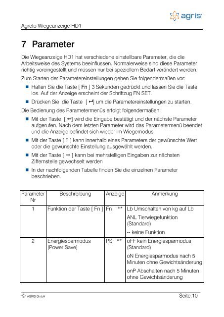 AGRETO HD1 Wiegeanzeige Handbuch - Agris