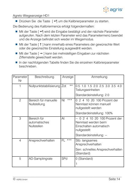 AGRETO HD1 Wiegeanzeige Handbuch - Agris