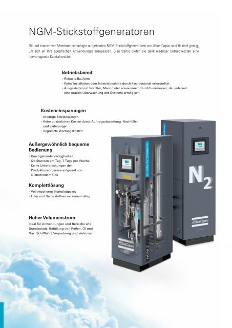 Stickstoff- und Sauerstoffgeneratoren - Atlas Copco