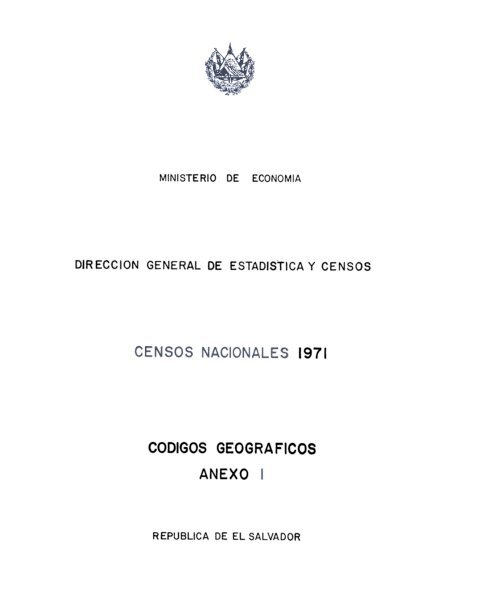 El Salvador 1971, CÃ³digos de LocalizaciÃ³n GeogrÃ¡fica