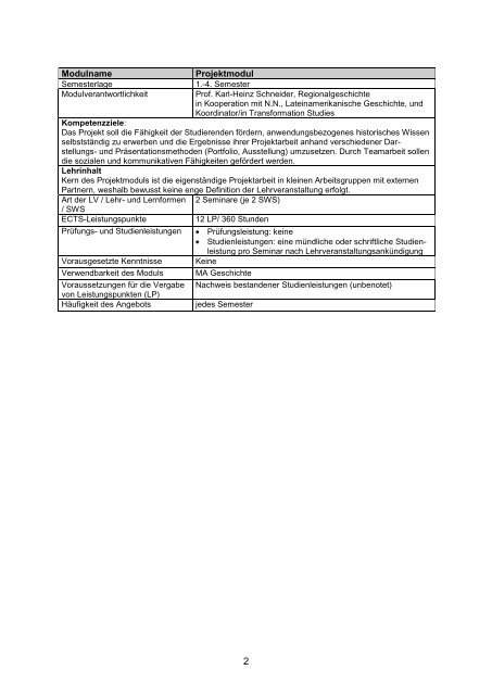 Modulkatalog - Historisches Seminar - Leibniz Universität Hannover