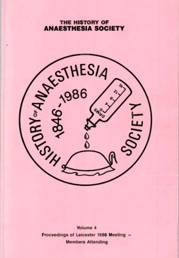 Volume 4 - History of Anaesthesia Society