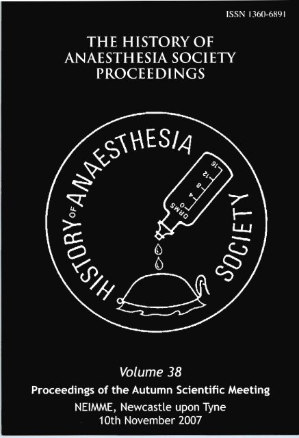 Volume 38 - History of Anaesthesia Society