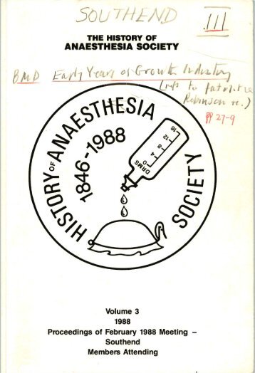 Volume 3 - History of Anaesthesia Society