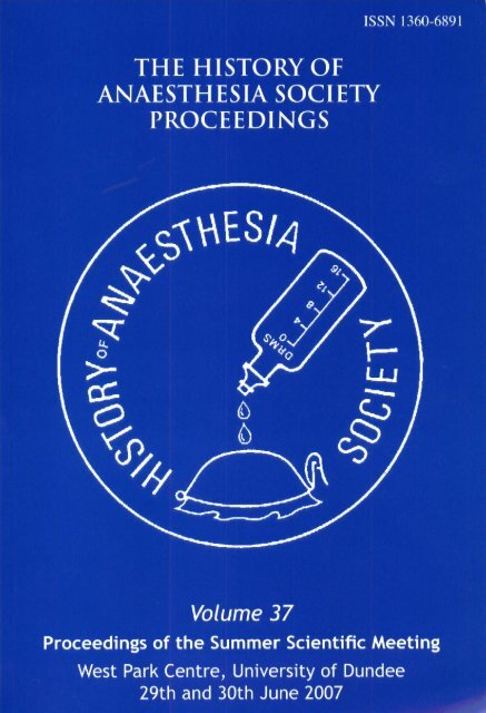 Volume 37 - History of Anaesthesia Society