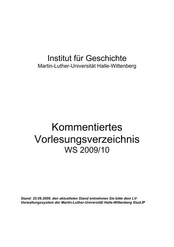 Kommentiertes Vorlesungsverzeichnis - Histdata.uni-halle.de ...